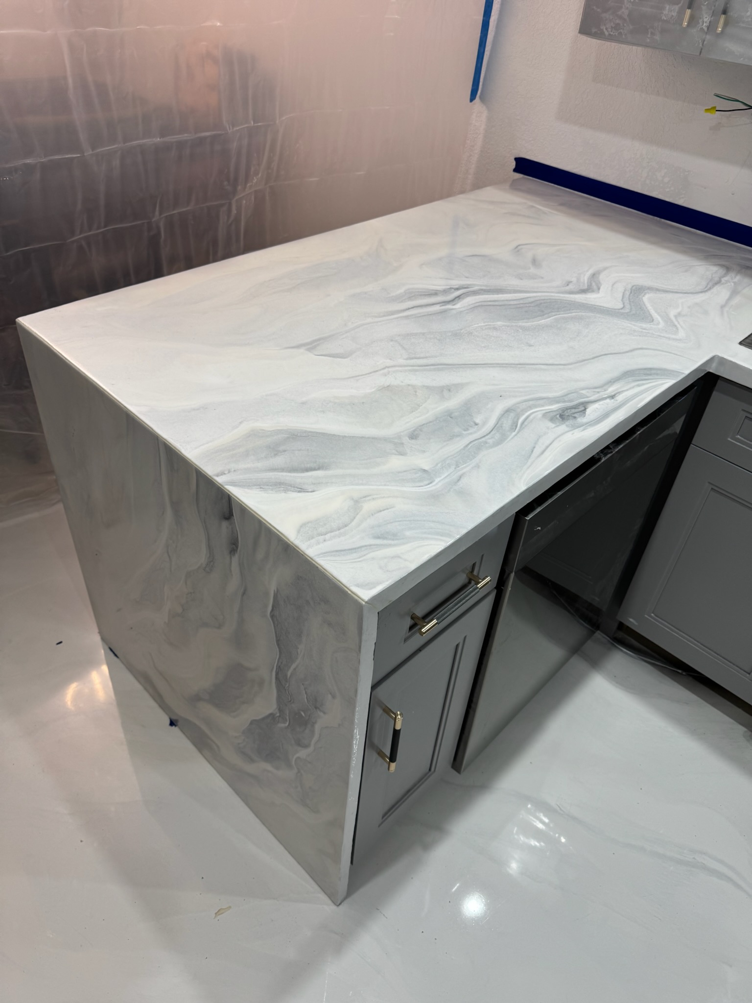 Premium metallic epoxy closeup